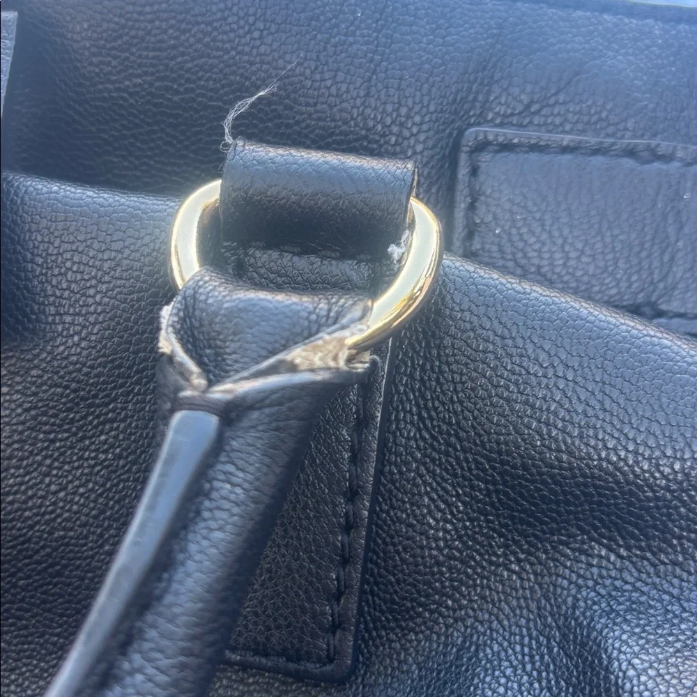 Michael Kors Hamilton Black Leather Tote with Gold-Tone Accents